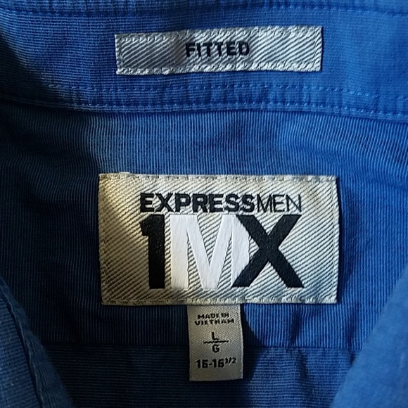 Express Mens 1MX Fitted Button Down Dress Shirt L - Picture 4 of 8